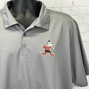 Cleveland Browns Brownie the Elf Polo Shirt Gray Antigua Golfer Mens XL X-Large